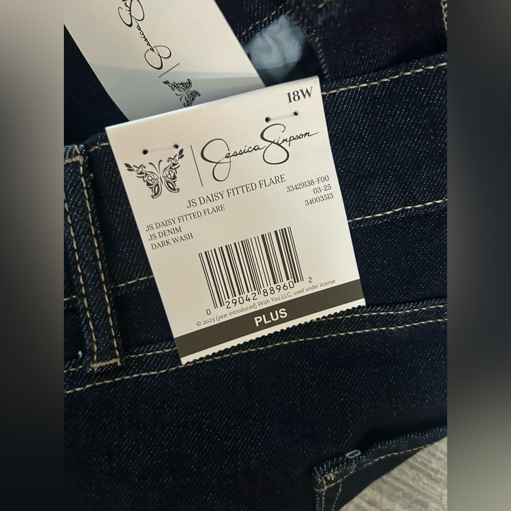 Jessica Simpson Dark Blue Daisy Flare Jeans 18w NWT - Picture 6 of 11